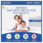 Queen Size Mattress Protector Bedbug Waterproof Zippered Cover Hypoallergenic Premium Quality Encasement White