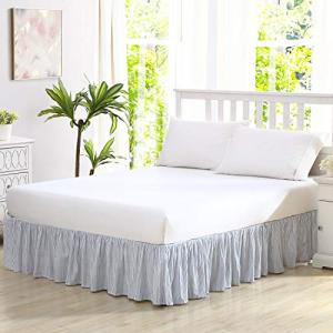 Laura Ashley Home - Cotton Ruffled Bedskirt, Lightweight Home Decor with Classic Style (Blue, Queen)