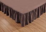 Sheets & Beyond Wrap Around Solid Microfiber Luxury Hotel Quality Fabric Bedroom Gathered Ruffled Bedding Bed Skirt 14 Inch Drop (Queen, Brown)