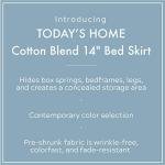 Today’s Home Classic Tailored Bed Skirt Dust Ruffle, Cotton Blend Design, 14" Drop Length, Queen, White