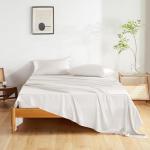THXSILK Silk Sheet Set 4 Pcs, Queen Size Sheet Set, Soft Breathable Cooling Bed Sheets with 1 Flat Sheet, 1 Fitted Sheet, 2 Pillowcases with Zipper Closure, White