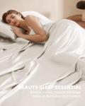 THXSILK Silk Sheet Set 4 Pcs, Queen Size Sheet Set, Soft Breathable Cooling Bed Sheets with 1 Flat Sheet, 1 Fitted Sheet, 2 Pillowcases with Zipper Closure, White