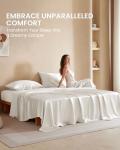 THXSILK Silk Sheet Set 4 Pcs, Queen Size Sheet Set, Soft Breathable Cooling Bed Sheets with 1 Flat Sheet, 1 Fitted Sheet, 2 Pillowcases with Zipper Closure, White
