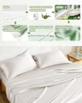 THXSILK Silk Sheet Set 4 Pcs, Queen Size Sheet Set, Soft Breathable Cooling Bed Sheets with 1 Flat Sheet, 1 Fitted Sheet, 2 Pillowcases with Zipper Closure, White