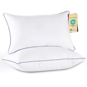 JOLLYVOGUE Pillows Queen Size Set of 2, Medium Supportive Bed Pillows with Super Soft Down Alternative Fill, Luxury Fluffy Hotel Quality for Side, Back, and Stomach Sleepers