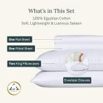 California Design Den Certified 100% Egyptian Cotton Sheets King Size Set with Deep Pockets, Soft Sateen Weave, Luxury King Size Sheets Set, Wrinkle-Resistant, Cool & Durable Bedding - White