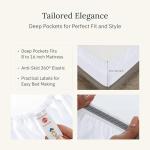 California Design Den Certified 100% Egyptian Cotton Sheets King Size Set with Deep Pockets, Soft Sateen Weave, Luxury King Size Sheets Set, Wrinkle-Resistant, Cool & Durable Bedding - White