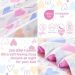 Mooreeke 4 Pieces Toddler Bedding Set - Soft Love Heart Toddler Comforter Sets for Girls, Includes Quilted Comforter, Flat Sheet, Fitted Sheet and Pillowcase, Bed in A Bag for Baby Bedroom