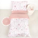 WINGHENLEE Toddler Bedding Set, 4 Pieces Toddler Comforter Set for Girls Kids, Ultra Soft Toddler Bed Sheets Set in a Bag, Includes Comforter, Fitted Sheet, Flat Sheet, Pillowcase, Pink Floral