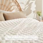 NEWCOSPLAY Throw Blanket for Couch Ivory Super Soft Flannel Fleece 3D Bubble Lightweight Bed Blanket All Season Use (Ivory, Throw(50"x60"))