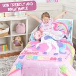 Todays Kids Unicorn Toddler Bedding Set for Girls - 4-Piece Toddler Bed Comforter Sets for Girls, Reversible Comforter & Pillowcase, Flat Sheet, Fitted Sheet, Breathable & Super Soft Microfiber