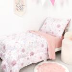WINGHENLEE Toddler Bedding Set, 4 Pieces Toddler Comforter Set for Girls Kids, Ultra Soft Toddler Bed Sheets Set in a Bag, Includes Comforter, Fitted Sheet, Flat Sheet, Pillowcase, Pink Floral