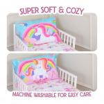 Todays Kids Unicorn Toddler Bedding Set for Girls - 4-Piece Toddler Bed Comforter Sets for Girls, Reversible Comforter & Pillowcase, Flat Sheet, Fitted Sheet, Breathable & Super Soft Microfiber