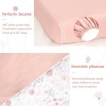 WINGHENLEE Toddler Bedding Set, 4 Pieces Toddler Comforter Set for Girls Kids, Ultra Soft Toddler Bed Sheets Set in a Bag, Includes Comforter, Fitted Sheet, Flat Sheet, Pillowcase, Pink Floral