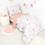 WINGHENLEE Toddler Bedding Set, 4 Pieces Toddler Comforter Set for Girls Kids, Ultra Soft Toddler Bed Sheets Set in a Bag, Includes Comforter, Fitted Sheet, Flat Sheet, Pillowcase, Pink Floral