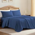 ClevaHome Sheet Set Queen Size, 4-Piece Bedding, Lightweight & Super Soft Easy Care Microfiber– Shrinkage & Fade Resistant Bedding Set with 14'' Deep Pockets (Navy Blue)
