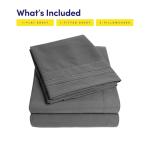 1500 Supreme Collection King Sheet Sets Gray - Luxury Hotel Bed Sheets and Pillowcase Set for Mattress - Extra Soft, Elastic Corner Straps, Deep Pocket, Gray