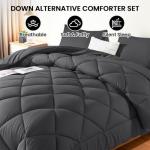 DEITAS Queen Comforter Set 3-Piece, Hypoallergenic Polyester Filling, Reversible Design, Bedding Includes Comforter and 2 Shams, Soft & Breathable All-Season Bedding Sets(Queen,Dark Grey-9)