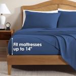 ClevaHome Sheet Set Queen Size, 4-Piece Bedding, Lightweight & Super Soft Easy Care Microfiber– Shrinkage & Fade Resistant Bedding Set with 14'' Deep Pockets (Navy Blue)