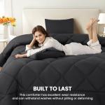 DEITAS Queen Comforter Set 3-Piece, Hypoallergenic Polyester Filling, Reversible Design, Bedding Includes Comforter and 2 Shams, Soft & Breathable All-Season Bedding Sets(Queen,Dark Grey-9)