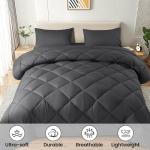 DEITAS Queen Comforter Set 3-Piece, Hypoallergenic Polyester Filling, Reversible Design, Bedding Includes Comforter and 2 Shams, Soft & Breathable All-Season Bedding Sets(Queen,Dark Grey-9)