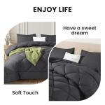 DEITAS Queen Comforter Set 3-Piece, Hypoallergenic Polyester Filling, Reversible Design, Bedding Includes Comforter and 2 Shams, Soft & Breathable All-Season Bedding Sets(Queen,Dark Grey-9)