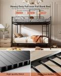 Mixcous Full Over Full Metal Bunk Bed for Adults & Kids, Convertible to 2 Separate Full Size Beds, Heavy Duty Bunk Bed Frame with Full-length Guardrail & EVA Padded Ladder, No Box Spring Needed, Black