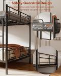 Mixcous Full Over Full Metal Bunk Bed for Adults & Kids, Convertible to 2 Separate Full Size Beds, Heavy Duty Bunk Bed Frame with Full-length Guardrail & EVA Padded Ladder, No Box Spring Needed, Black