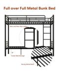 Mixcous Full Over Full Metal Bunk Bed for Adults & Kids, Convertible to 2 Separate Full Size Beds, Heavy Duty Bunk Bed Frame with Full-length Guardrail & EVA Padded Ladder, No Box Spring Needed, Black