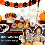 LINAYE 24 Sheet Halloween Stickers - 1260 Pcs Adhesive Stickers for Kids, Bulk for Halloween Treat Bags, Party Favors