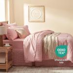 Laojin Balhen Queen Comforter Set 7 Pieces, Pink Seersucker Bed in a Bag Set Queen Size, All Season Luxury Bedding Sets with Comforter, Sheets, Pillowcase & Sham