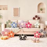 Kcvvcr Soft Flower Shaped Floor Cushion, Plush Decorative Throw Pillow, Cute Seating Cushion, Room Decor Pillow for Sofa Couch Bed (13.7 Inch, Black)
