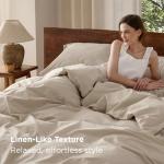 Bedsure 100% Washed Cotton Duvet Cover Queen Size - Greige Minimalist Cotton Duvet Cover Linen Like for All Seasons - GentleSoft™ Plain Simple Bedding (Greige, Queen, 90"x90")