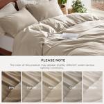 Bedsure 100% Washed Cotton Duvet Cover Queen Size - Greige Minimalist Cotton Duvet Cover Linen Like for All Seasons - GentleSoft™ Plain Simple Bedding (Greige, Queen, 90"x90")
