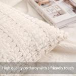 Aegero Pack of 2 Corduroy Decorative Throw Pillow Covers 18x18 Inch Soft Striped Pillow Covers Modern Farmhouse Home Decor for Sofa Living Room Couch Bed(Cream White)