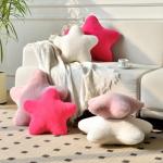 Xiashrk Star Pillow, Decorative Throw Pillows for Bed Couch, 15" Star Shaped Pillow Plush Floor Cushions Room Decor Pillow with Soft Faux Rabbit Fur for Sofa Bedroom Living Room