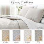 Southshore Fine Living, Inc. King Size Quilt Bedding Set, Soft Microfiber Bedspread, Stain & Pet Hair Resistant Bedding Coverlet, King Size/California Quilt Set with 2 Pillow Shams, Bone