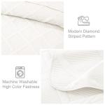 Exclusivo Mezcla King Quilt Set- White Quilts Bedding Set with 2 Pillow Shams, Modern King Bedspread with Striped Pattern, Soft Lightweight Bedspreads Coverlets for All Seasons