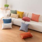Aegero Pack of 2 Corduroy Decorative Throw Pillow Covers 18x18 Inch Soft Striped Pillow Covers Modern Farmhouse Home Decor for Sofa Living Room Couch Bed(Cream White)