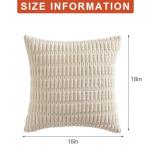 Aegero Pack of 2 Corduroy Decorative Throw Pillow Covers 18x18 Inch Soft Striped Pillow Covers Modern Farmhouse Home Decor for Sofa Living Room Couch Bed(Cream White)