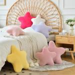 Xiashrk Star Pillow, Decorative Throw Pillows for Bed Couch, 15" Star Shaped Pillow Plush Floor Cushions Room Decor Pillow with Soft Faux Rabbit Fur for Sofa Bedroom Living Room