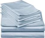 Mattress-Homes Extra Deep Pocket 6 Piece King Sheet Set, Hotel Luxury Collection, 100% Egyptian Cotton, 21" Deep Fitted Sheet, Soft, Cool & Breathable Bedding with 4 Pillowcases in Light Blue Solid