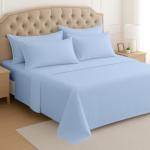 Mattress-Homes Extra Deep Pocket 6 Piece King Sheet Set, Hotel Luxury Collection, 100% Egyptian Cotton, 21" Deep Fitted Sheet, Soft, Cool & Breathable Bedding with 4 Pillowcases in Light Blue Solid