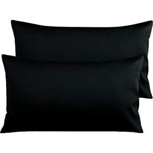NTBAY Egyptian Cotton King Pillowcases - Set of 2, 500 Thread Count Cotton Pillowcases - Soft and Breathable Envelope Closure Pillow Cases - 20x36 Pillow Covers for Bed, Black