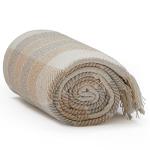 Americanflat 50x60 Throw Blanket - Soft and Breathable Cotton Throw Blanket for Couch, Bed, Chair - Decorative Blankets Perfect for Home, Office, or Outdoor Use - Camel and Beige Plaid Design