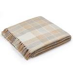 Americanflat 50x60 Throw Blanket - Soft and Breathable Cotton Throw Blanket for Couch, Bed, Chair - Decorative Blankets Perfect for Home, Office, or Outdoor Use - Camel and Beige Plaid Design