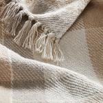 Americanflat 50x60 Throw Blanket - Soft and Breathable Cotton Throw Blanket for Couch, Bed, Chair - Decorative Blankets Perfect for Home, Office, or Outdoor Use - Camel and Beige Plaid Design