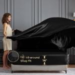 Sasttie Satin Sheets Queen Size - 4 Pieces Luxury Soft Black Silky Bed Sheets Set with Pillowcases - Smooth Silk-Like Satin Fabric, Reinforced 14 Inches Pocket, Oeko-Tex Certified