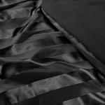 Whale Flotilla 3-Piece Reversible Silky Soft Queen Comforter Set, Luxury Stripe Satin Comforters Full Size Bedding Set with 2 Satin Pillowcases, Lightweight Duvet for All Seasons, Black