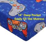 SDIII 4PCS Blue Gamer Sheets Set Full, Soft Microfiber Gaming Bedding Sheet Full, Blue Game Sheets Sets for Boys Girls Kids and Teens All Season